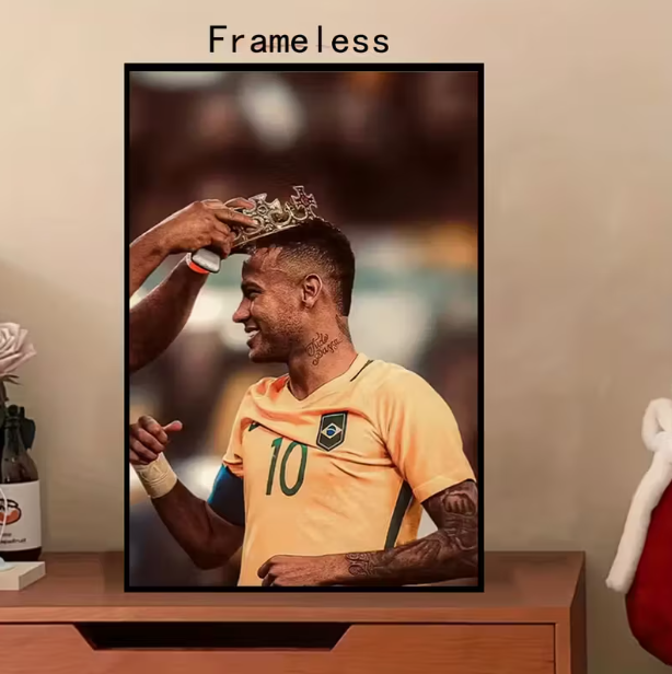 [2D Flat] Neymar Celebration Canvas Wall Art, Unframed Poster Featuring a Crown Design, Vibrant Soccer Player Design, Suitable for Decorating Living Rooms, Bedrooms, And Offices - a Perfect Gift for Sports Enthusiasts